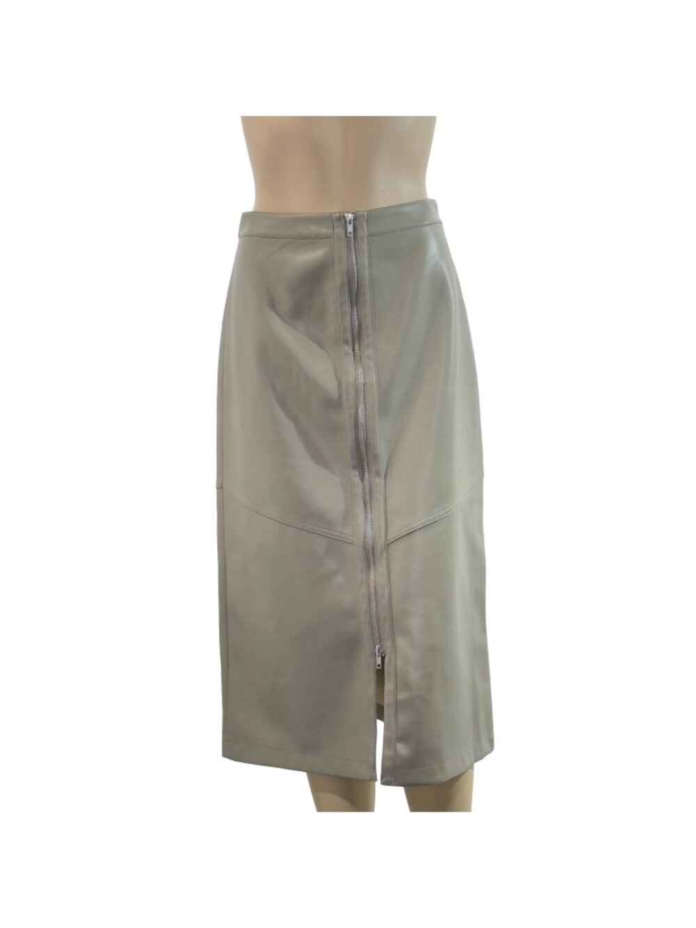 THE PRIMARK EDIT Women's Faux Leather Midi Skirt Khaki Size 6 US